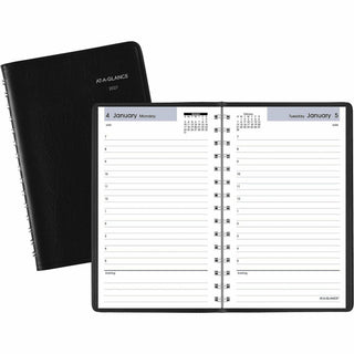 DayMinder Daily Appointment Book, 8 x 5, Black Cover, 12-Month (Jan to Dec): 2024