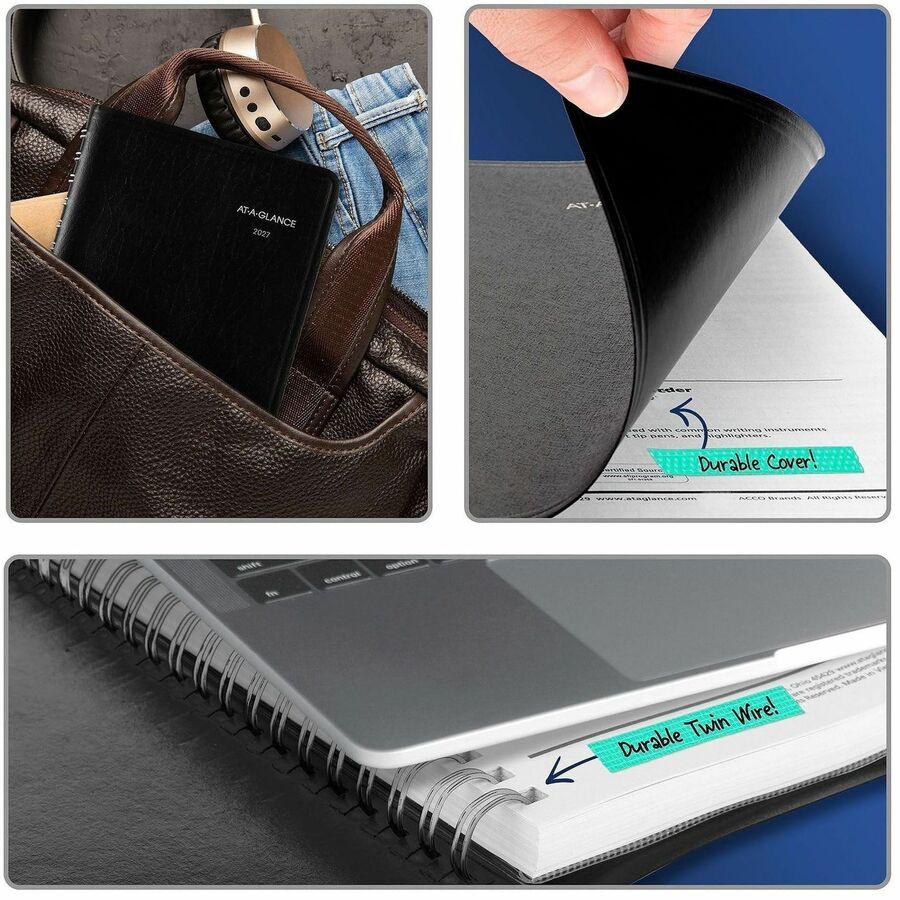 DayMinder Daily Appointment Book, 8 x 5, Black Cover, 12-Month (Jan to Dec): 2024