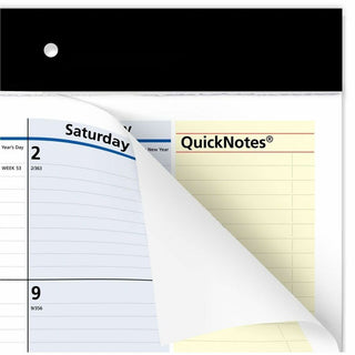 QuickNotes Desk Pad, 22 x 17, White/Blue/Yellow Sheets, Black Binding, Clear Corners, 13-Month (Jan to Jan): 2024 to 2025