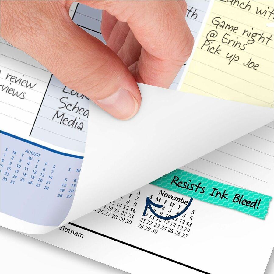 QuickNotes Desk Pad, 22 x 17, White/Blue/Yellow Sheets, Black Binding, Clear Corners, 13-Month (Jan to Jan): 2024 to 2025