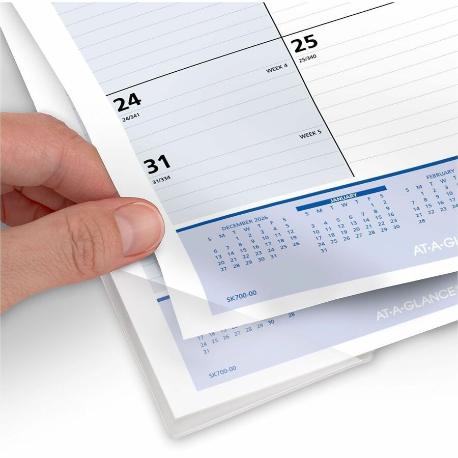 QuickNotes Desk Pad, 22 x 17, White/Blue/Yellow Sheets, Black Binding, Clear Corners, 13-Month (Jan to Jan): 2024 to 2025