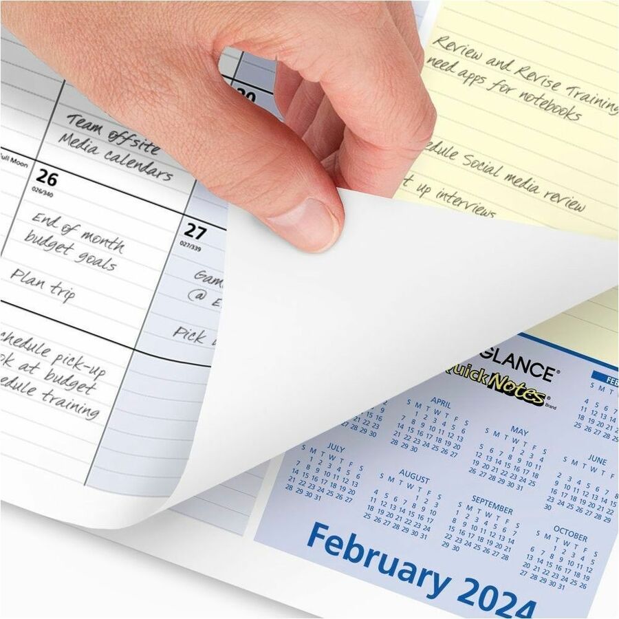 At-A-Glance QuickNotes 2024 Compact Monthly Desk Pad Calendar, Compact, 18" x 11" - Standard Size - Julian Dates - Monthly - 13 Month - January 2024 - January 2025 - 1 Month Single Page Layout - 18" x 11" White Sheet - Headband - Desktop - Blue, Whit - 
