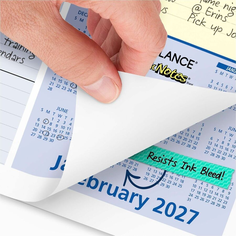 At-A-Glance QuickNotes 2024 Compact Monthly Desk Pad Calendar, Compact, 18" x 11" - Standard Size - Julian Dates - Monthly - 13 Month - January 2024 - January 2025 - 1 Month Single Page Layout - 18" x 11" White Sheet - Headband - Desktop - Blue, Whit