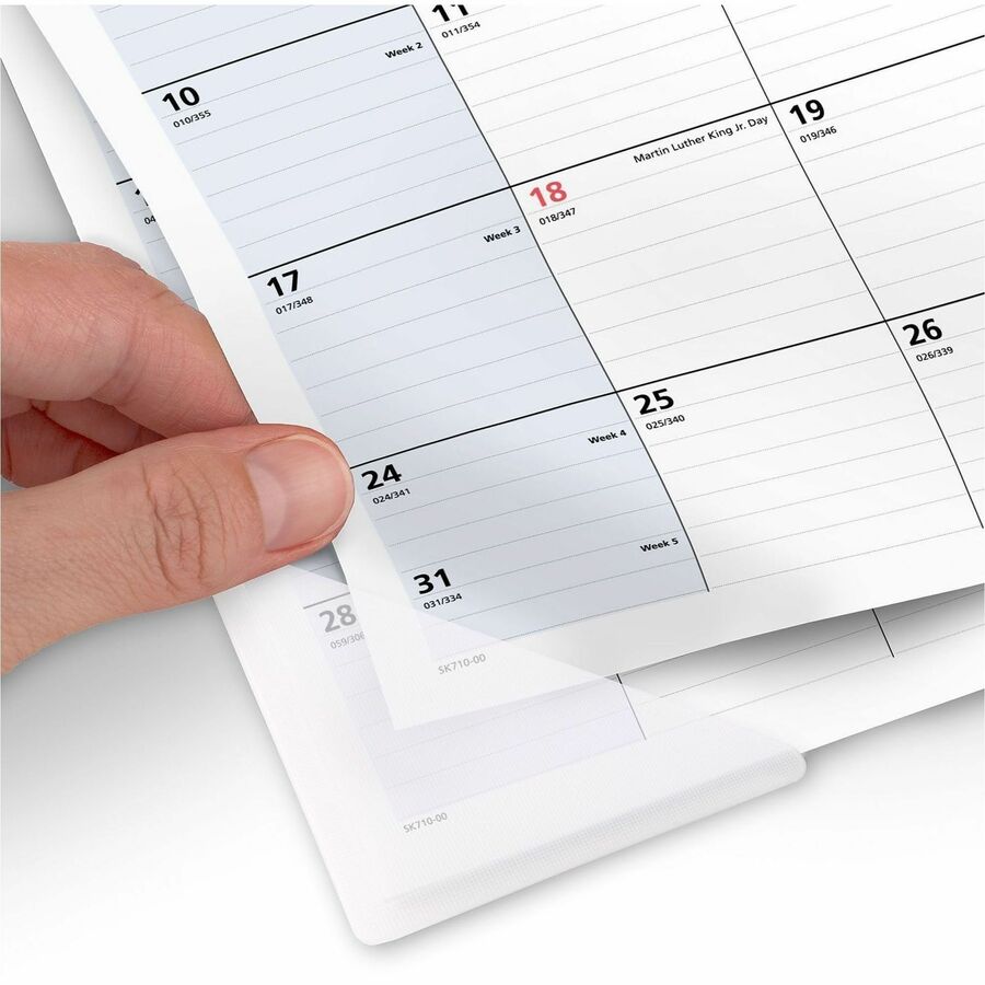 At-A-Glance QuickNotes 2024 Compact Monthly Desk Pad Calendar, Compact, 18" x 11" - Standard Size - Julian Dates - Monthly - 13 Month - January 2024 - January 2025 - 1 Month Single Page Layout - 18" x 11" White Sheet - Headband - Desktop - Blue, Whit