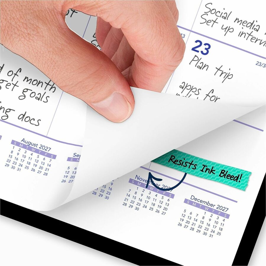 Monthly Desk/Wall Calendar with Plastic Backboard and Bonus Pages, 11 x 8, White/Violet/Red Sheets, 12-Month (Jan-Dec): 2024