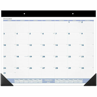 Desk Pad, 24 x 19, White Sheets, Black Binding, Black Corners, 12-Month (Jan to Dec): 2024