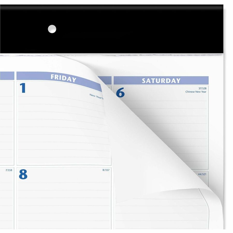 Desk Pad, 24 x 19, White Sheets, Black Binding, Black Corners, 12-Month (Jan to Dec): 2024