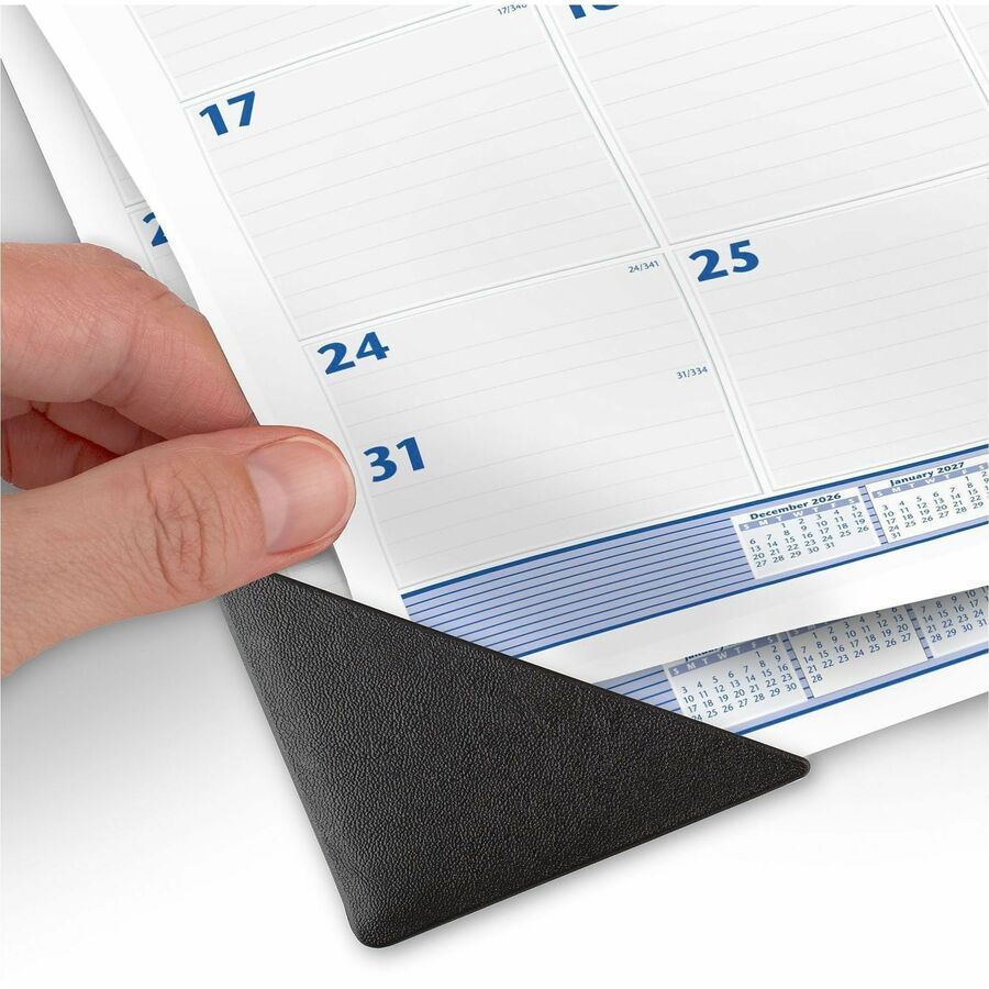 Desk Pad, 24 x 19, White Sheets, Black Binding, Black Corners, 12-Month (Jan to Dec): 2024