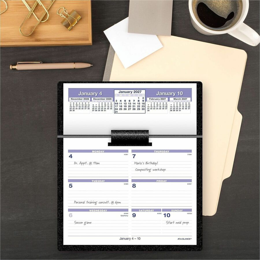 Flip-A-Week Desk Calendar and Base, 7 x 5.5, White Sheets, 12-Month (Jan to Dec): 2024