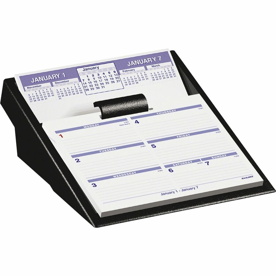 At-A-Glance Flip-A-Week Desk Calendar Refill - Small Size - Julian Dates - Weekly - 12 Month - January 2024 - December 2024 - 1 Week Double Page Layout - 6" x 7" White Sheet - Desk - White, Blue - Paper - 1 Each - 