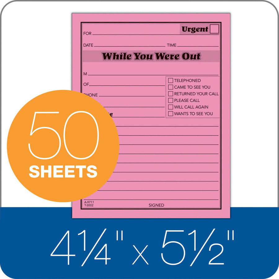 Adams Neon While You Were Out Message Pads - 50 Sheet(s) - Gummed - 4" x 5" Sheet Size - Assorted - Assorted Sheet(s) - 6 / Pack - 