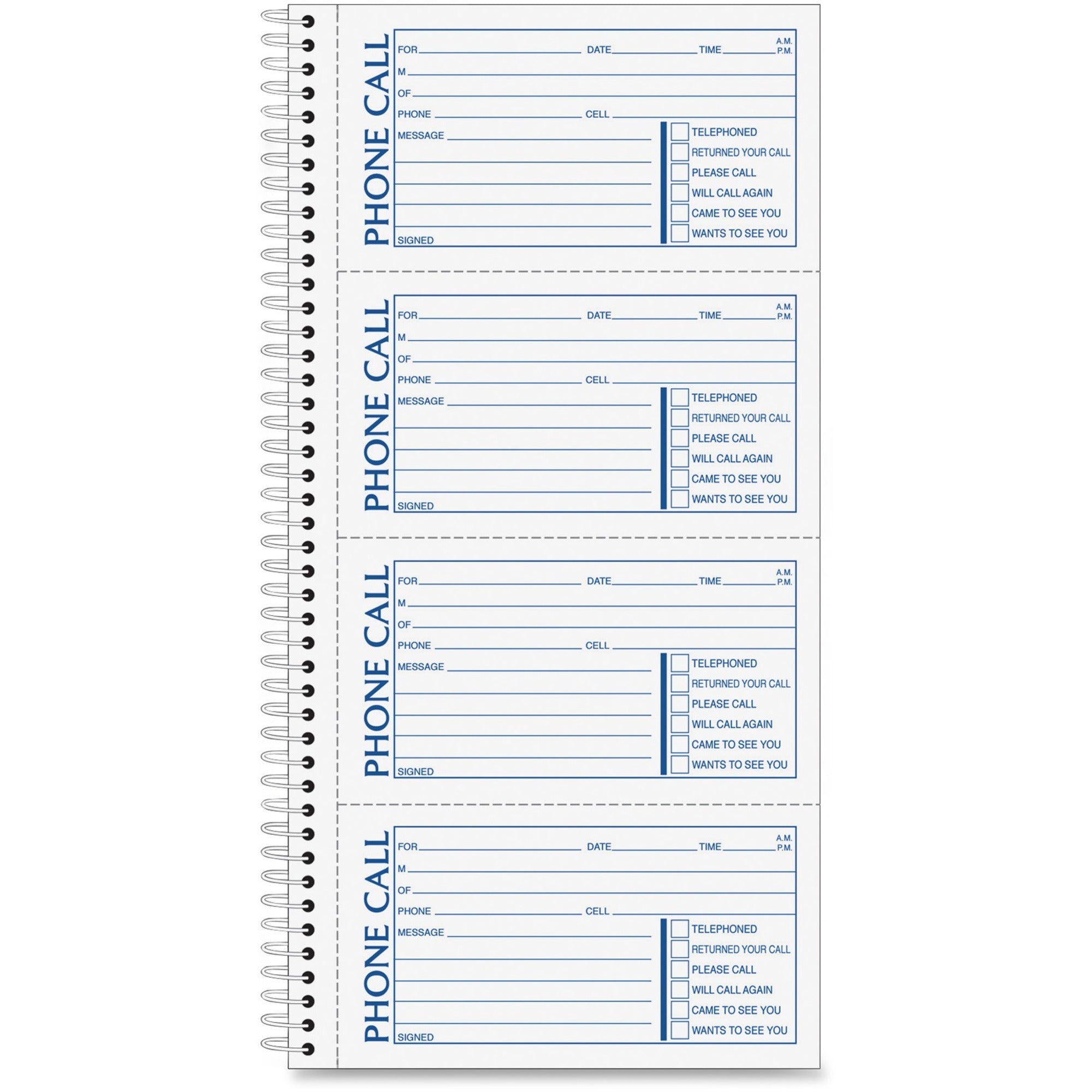 adams-spiral-bound-phone-message-books-400-sheets-spiral-bound-2-part-525-x-11-sheet-size-assorted-sheets-recycled-1-each_abfsc1154d - 1