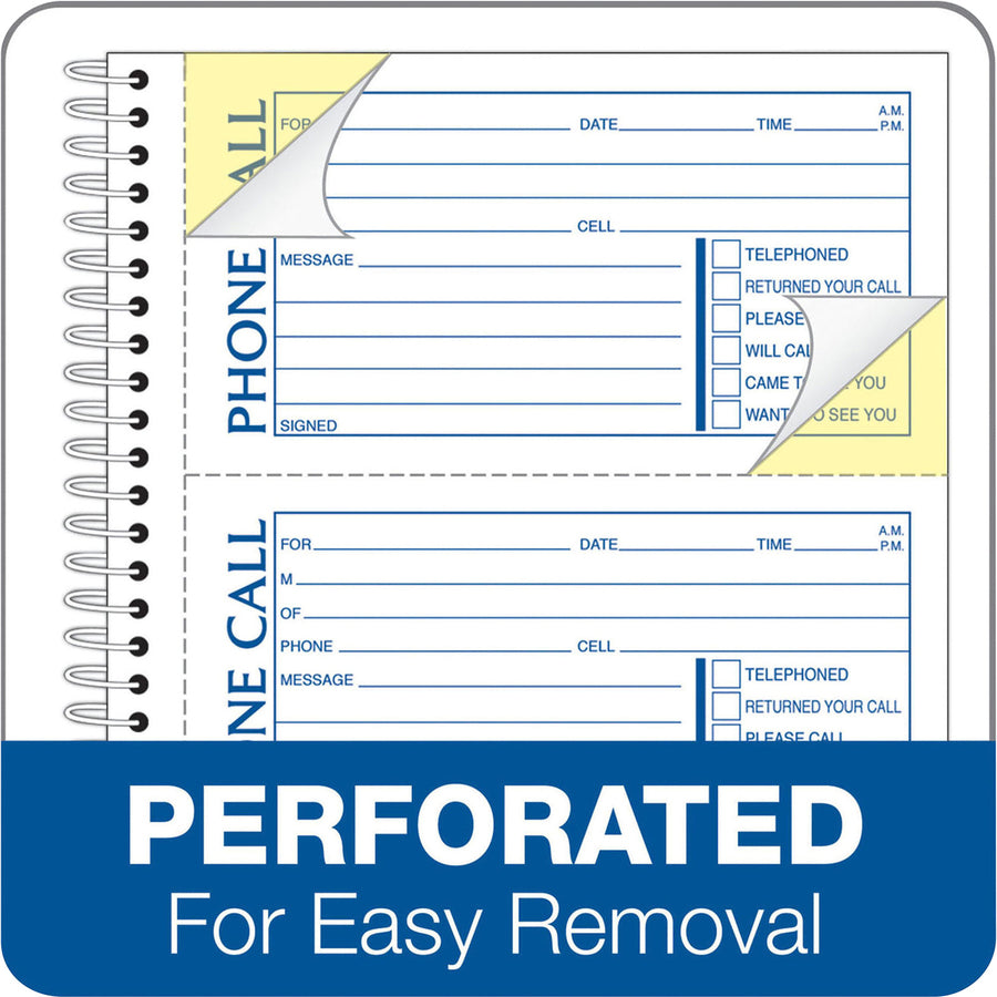 Adams Spiral Bound Phone Message Books - 400 Sheet(s) - Spiral Bound - 2 Part - 5.25" x 11" Sheet Size - Assorted Sheet(s) - Recycled - 1 Each