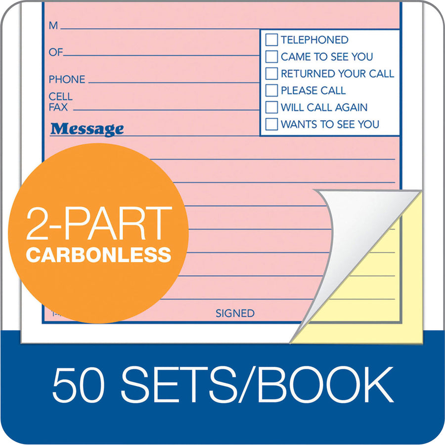 Adams Spiral-bound Phone Message Booklet - 50 Sheet(s) - Spiral Bound - 4" x 5.50" Sheet Size - 1 Each - 