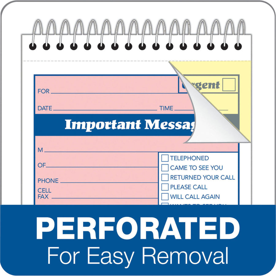 Adams Spiral-bound Phone Message Booklet - 50 Sheet(s) - Spiral Bound - 4" x 5.50" Sheet Size - 1 Each
