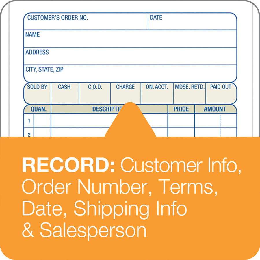 Sales/Order Book, Three-Part Carbonless, 4.19 x 6.69, 50 Forms Total