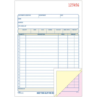 TOPS Sales/Order Book, Three-Part Carbonless, 7.95 x 5.56, 50 Forms Total