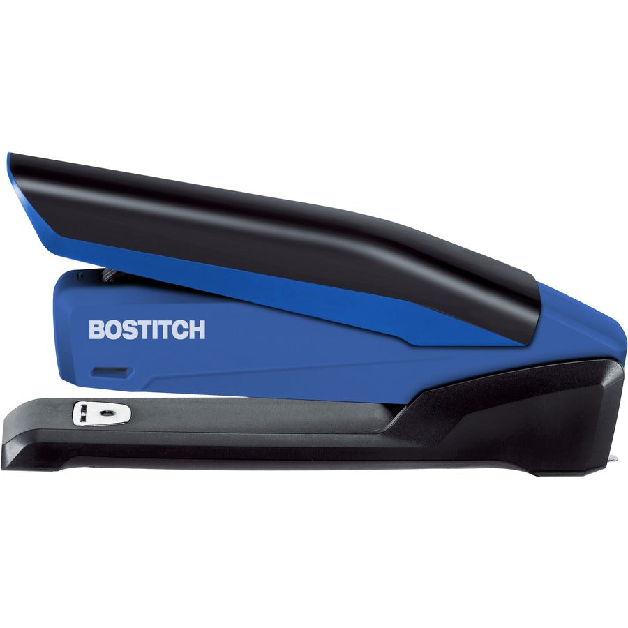 InPower One-Finger 3-in-1 Desktop Stapler with Antimicrobial Protection, 20-Sheet Capacity, Blue/Black