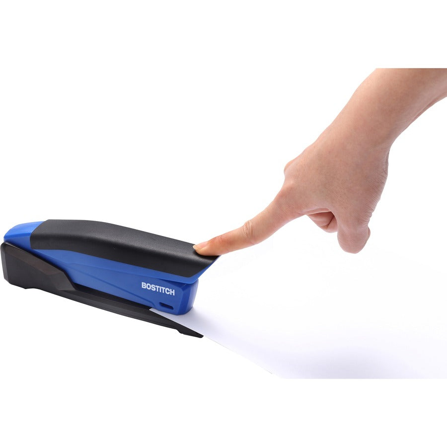 InPower One-Finger 3-in-1 Desktop Stapler with Antimicrobial Protection, 20-Sheet Capacity, Blue/Black