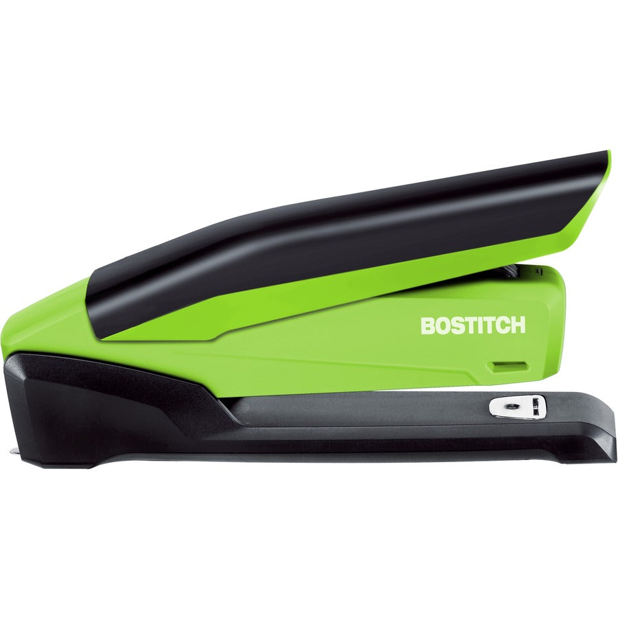 InPower One-Finger 3-in-1 Desktop Stapler with Antimicrobial Protection, 20-Sheet Capacity, Green/Black