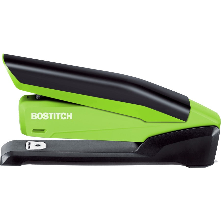 InPower One-Finger 3-in-1 Desktop Stapler with Antimicrobial Protection, 20-Sheet Capacity, Green/Black