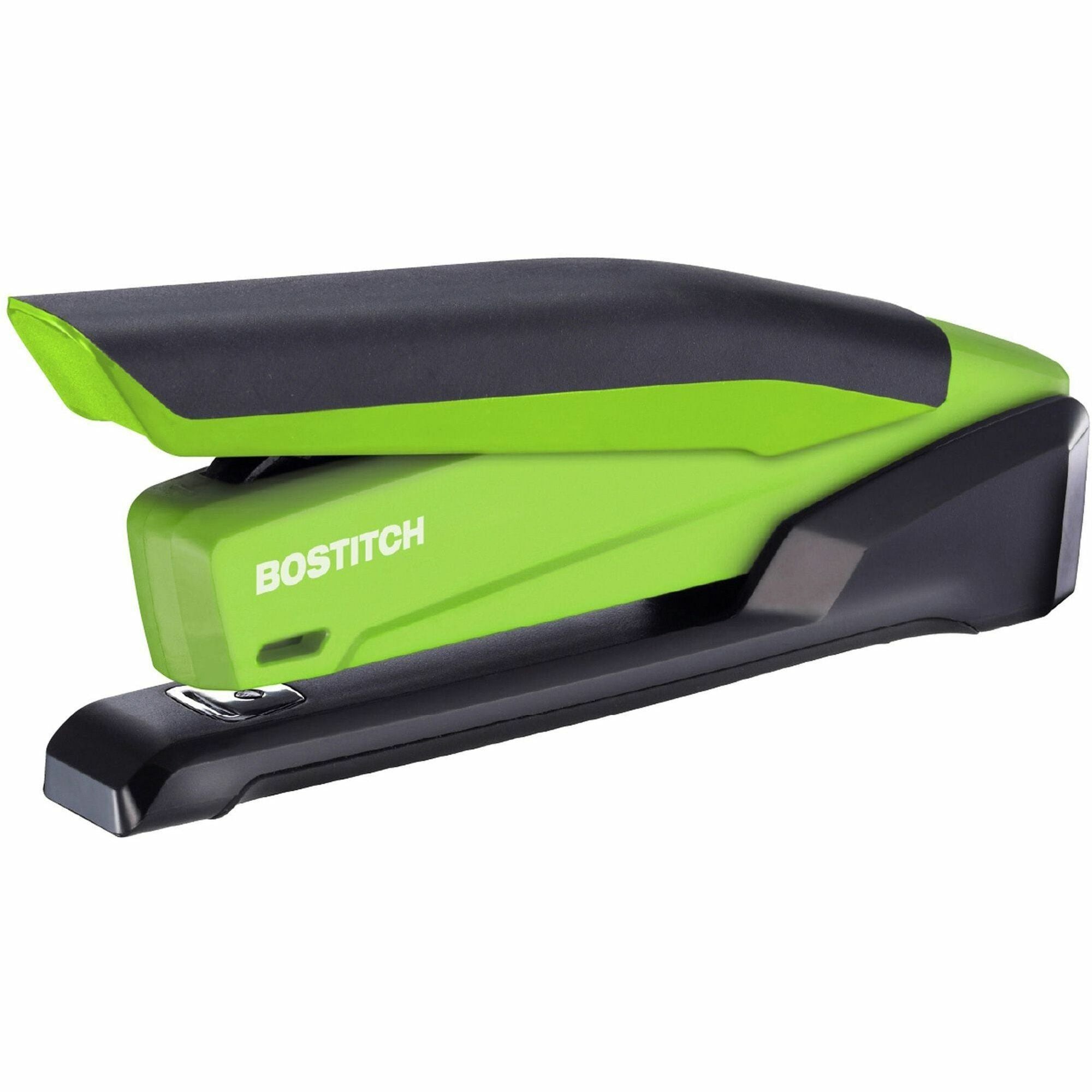 InPower One-Finger 3-in-1 Desktop Stapler with Antimicrobial Protection, 20-Sheet Capacity, Green/Black