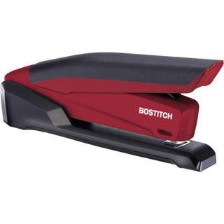 InPower One-Finger 3-in-1 Desktop Stapler with Antimicrobial Protection, 20-Sheet Capacity, Red/Black