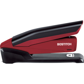 InPower One-Finger 3-in-1 Desktop Stapler with Antimicrobial Protection, 20-Sheet Capacity, Red/Black
