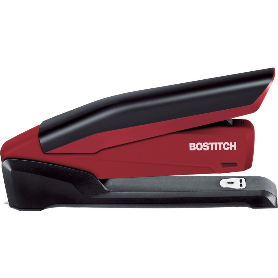InPower One-Finger 3-in-1 Desktop Stapler with Antimicrobial Protection, 20-Sheet Capacity, Red/Black