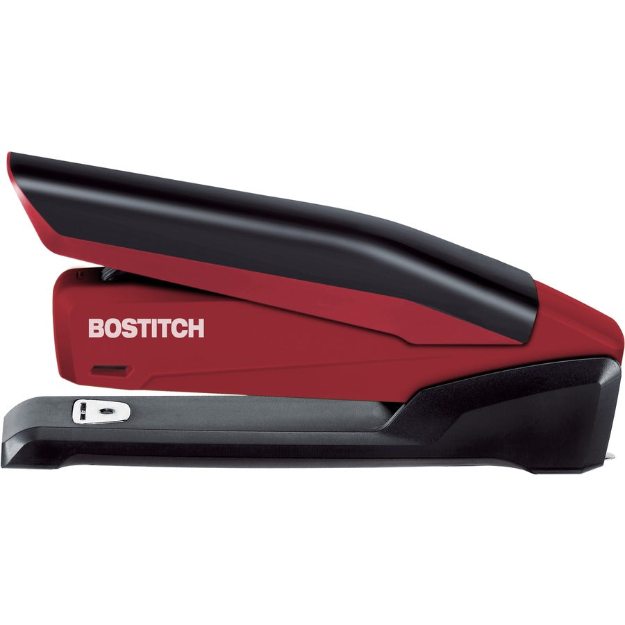 InPower One-Finger 3-in-1 Desktop Stapler with Antimicrobial Protection, 20-Sheet Capacity, Red/Black