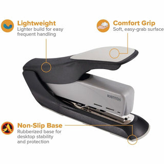 Bostitch Spring-Powered Antimicrobial Heavy Duty Stapler - 60 Sheets Capacity - 5/16" , 3/8" Staple Size - 1 Each - Black, Gray