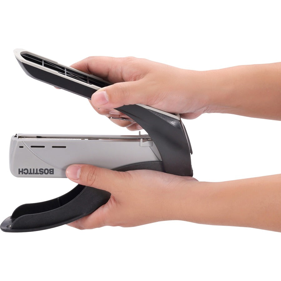 Bostitch Spring-Powered Antimicrobial Heavy Duty Stapler - 60 Sheets Capacity - 5/16" , 3/8" Staple Size - 1 Each - Black, Gray - 5