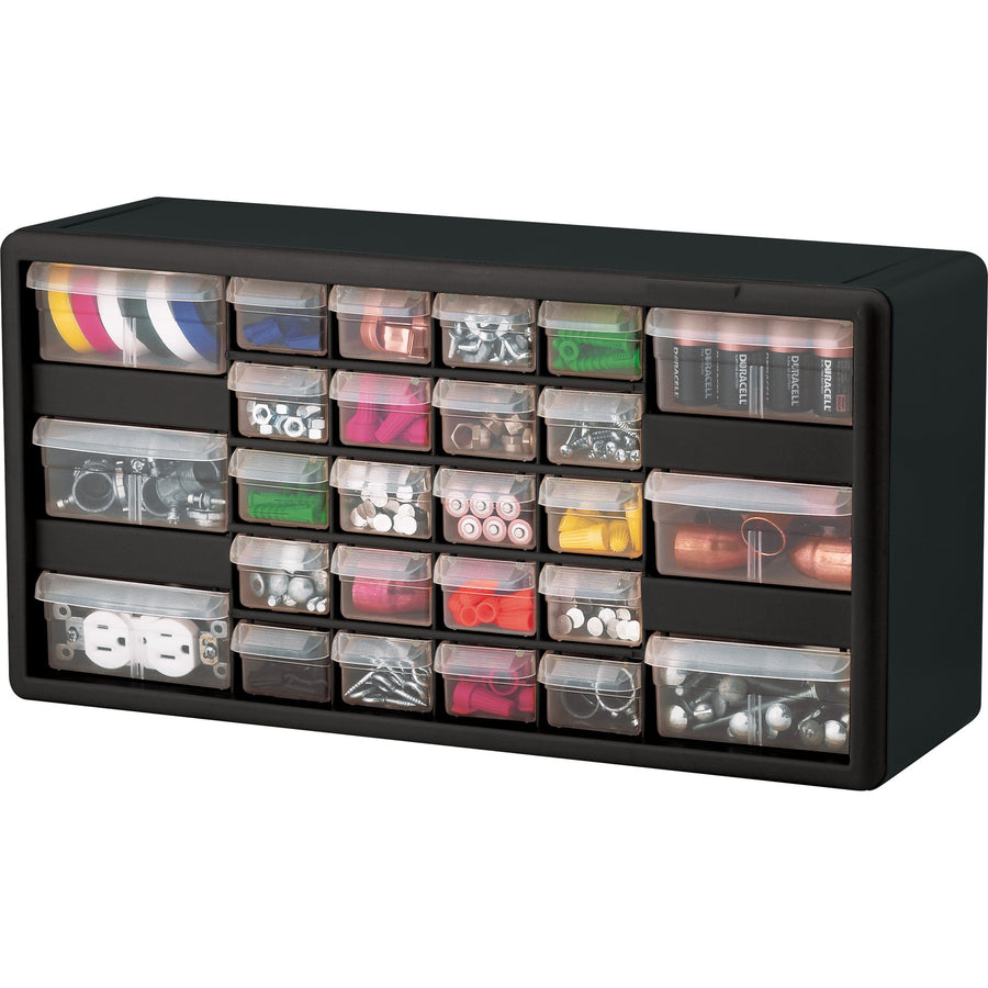 Akro-Mils 26-Drawer Plastic Storage Cabinet - 26 Compartment(s) - 10.3" Height x 20" Width x 6.4" Depth - Unbreakable, Stackable, Finger Grip - Black - Polymer, Plastic - 1 Each - 