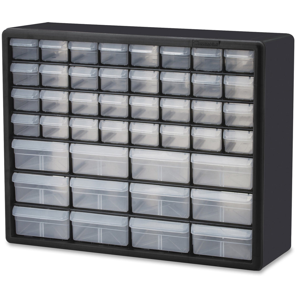 Akro-Mils 44-Drawer Plastic Storage Cabinet - 44 Compartment(s) - 15.8" Height6.4" Depth x 20" Length - Unbreakable, Stackable, Finger Grip - Black - Polystyrene - 1 Each - 