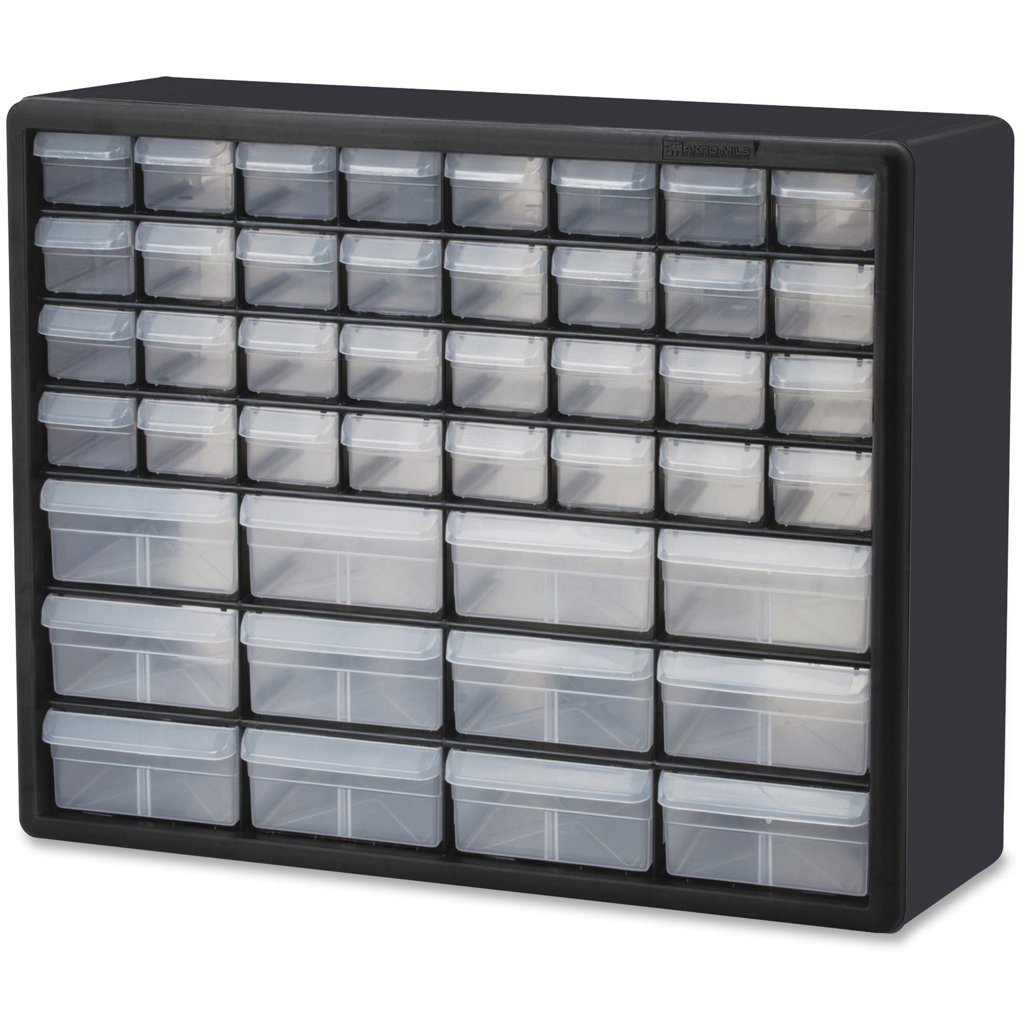 Akro-Mils 44-Drawer Plastic Storage Cabinet - 44 Compartment(s) - 15.8" Height6.4" Depth x 20" Length - Unbreakable, Stackable, Finger Grip - Black - Polystyrene - 1 Each - 