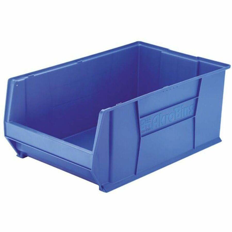 Akro-Mils Super-Size AkroBin - External Dimensions: 18.4" Width x 29.3" Depth x 12" Height - 300 lb - Heavy Duty - Stackable - Polymer - Blue - 1 Each