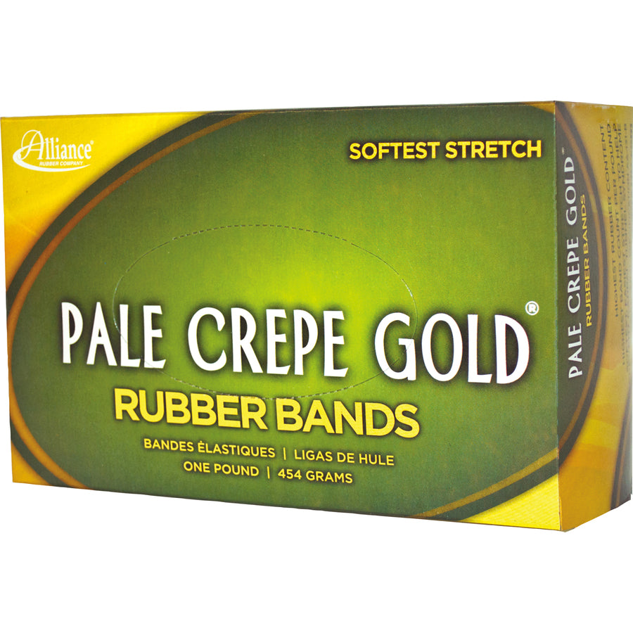 Alliance Rubber 20165 Pale Crepe Gold Rubber Bands - Size #16 - Approx. 2675 Bands - 2 1/2" x 1/16" - Golden Crepe - 1 lb Box