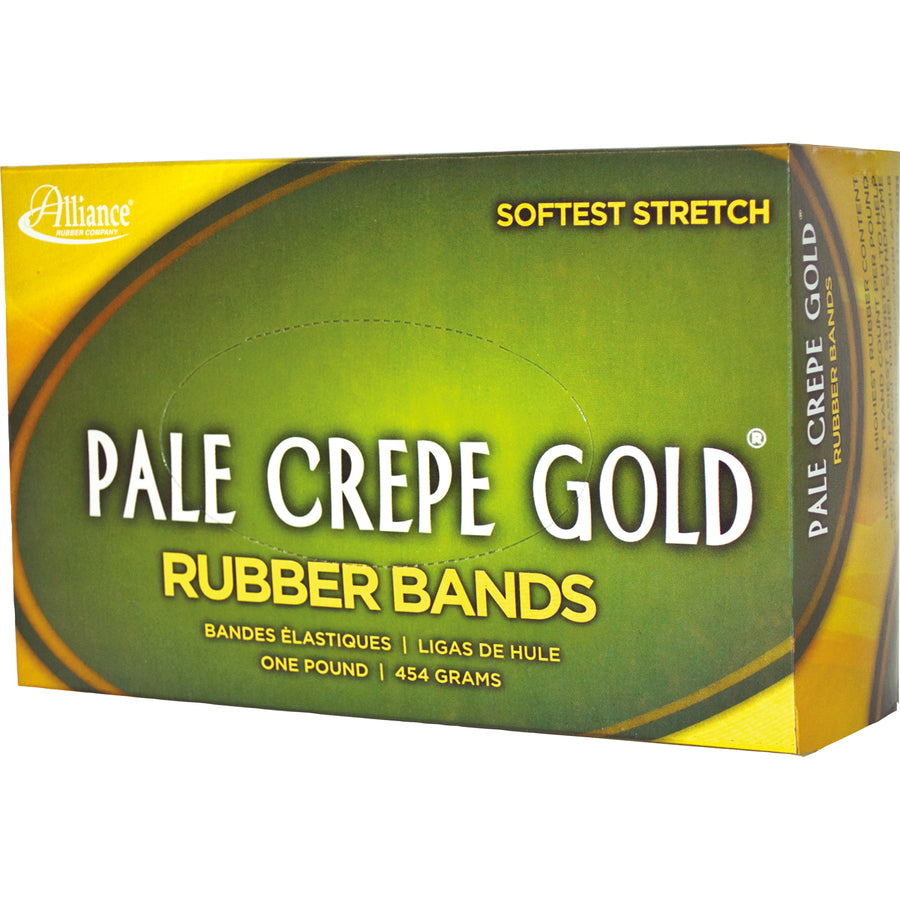 Alliance Rubber 20165 Pale Crepe Gold Rubber Bands - Size #16 - Approx. 2675 Bands - 2 1/2" x 1/16" - Golden Crepe - 1 lb Box - 