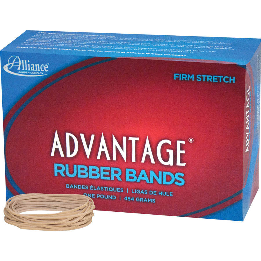 Alliance Rubber 26195 Advantage Rubber Bands - Size #19 - Approx. 1250 Bands - 3 1/2" x 1/16" - Natural Crepe - 1 lb Box - 