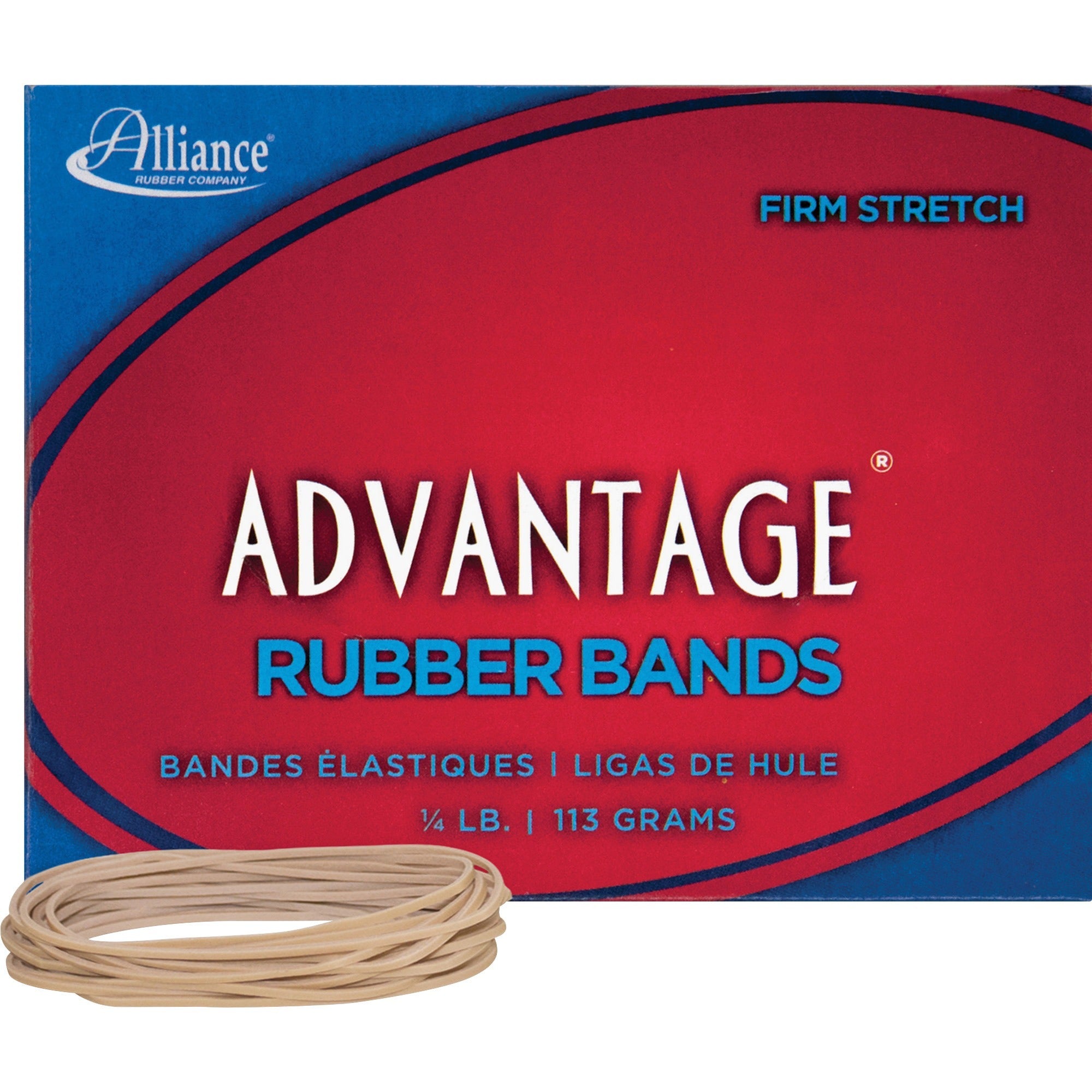 Alliance Rubber 26199 Advantage Rubber Bands - Size #19 - Approx. 312 Bands - 3 1/2" x 1/16" - Natural Crepe - 1/4 lb Box - 