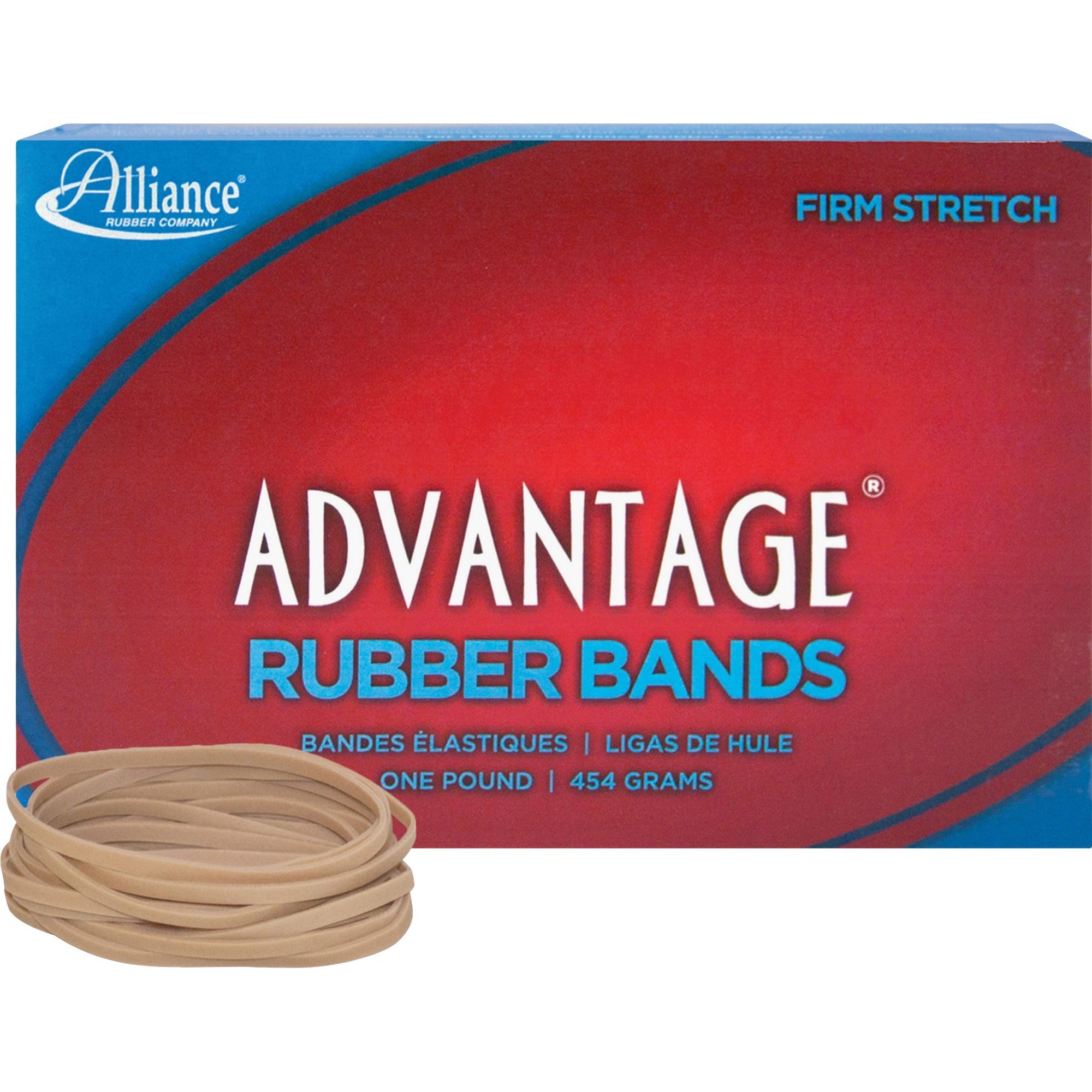 Alliance Rubber 26335 Advantage Rubber Bands - Size #33 - Approx. 600 Bands - 3 1/2" x 1/8" - Natural Crepe - 1 lb Box - 