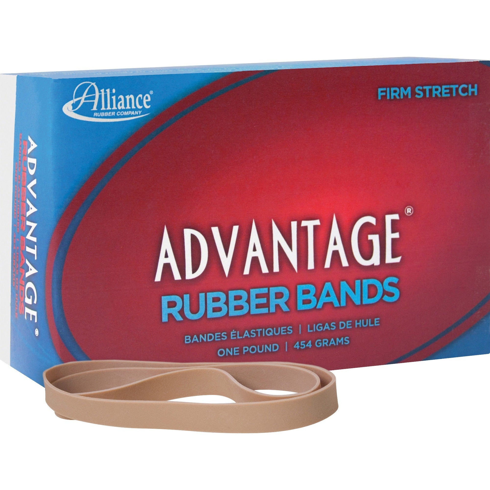 Alliance Rubber 27075 Advantage Rubber Bands - Size #107 - Approx. 40 Bands - 7" x 5/8" - Natural Crepe - 1 lb Box - 
