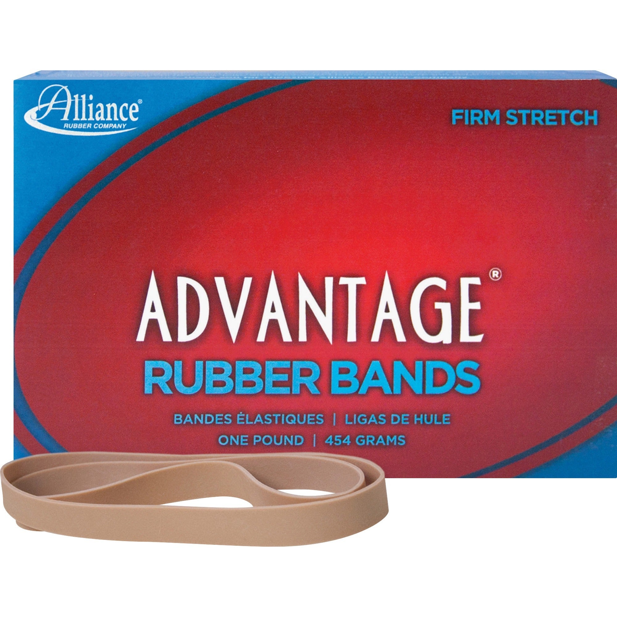 Alliance Rubber 27075 Advantage Rubber Bands - Size #107 - Approx. 40 Bands - 7" x 5/8" - Natural Crepe - 1 lb Box - 