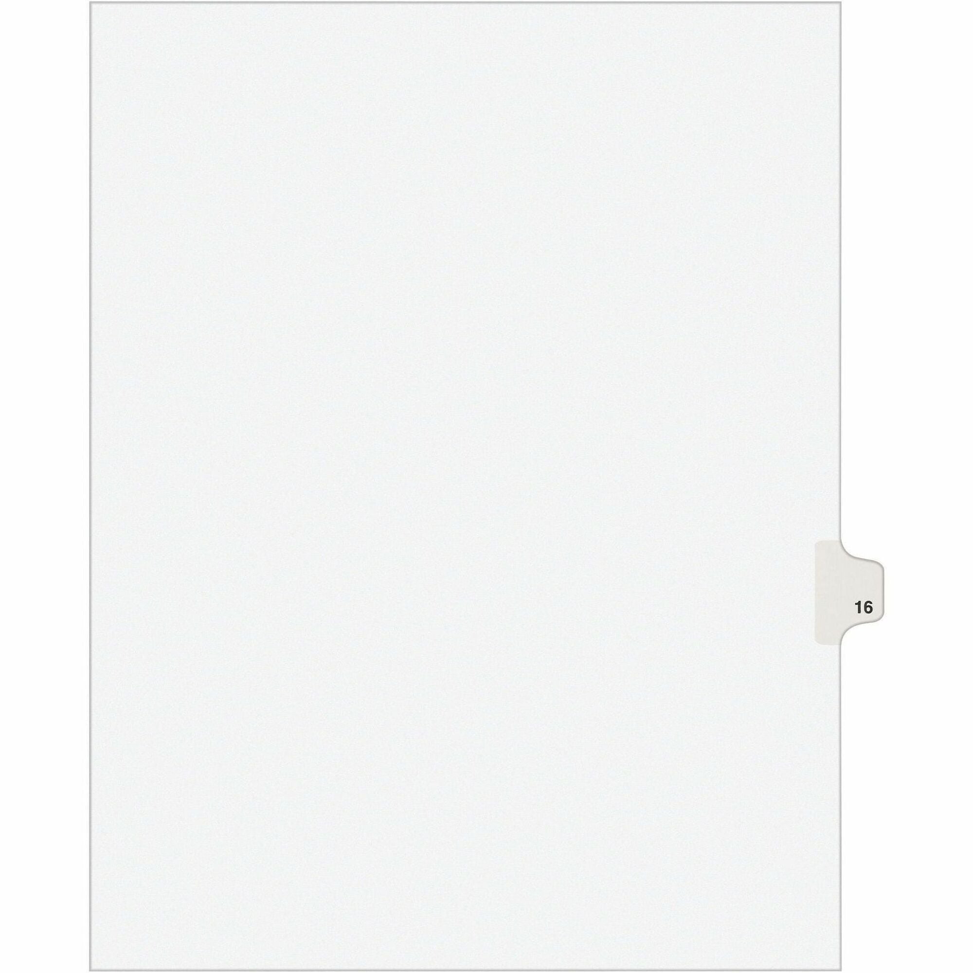 Preprinted Legal Exhibit Side Tab Index Dividers, Avery Style, 10-Tab, 16, 11 x 8.5, White, 25/Pack, (1016)