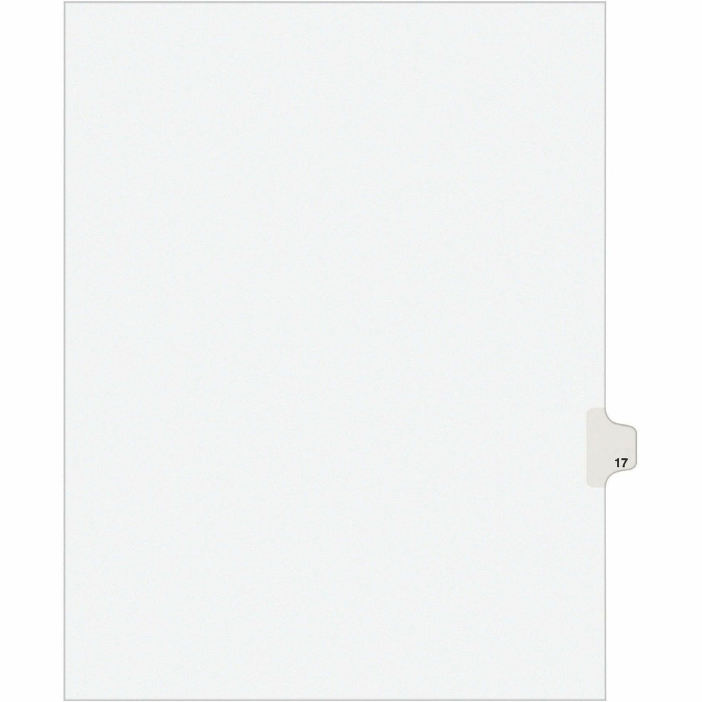 Preprinted Legal Exhibit Side Tab Index Dividers, Avery Style, 10-Tab, 17, 11 x 8.5, White, 25/Pack, (1017)