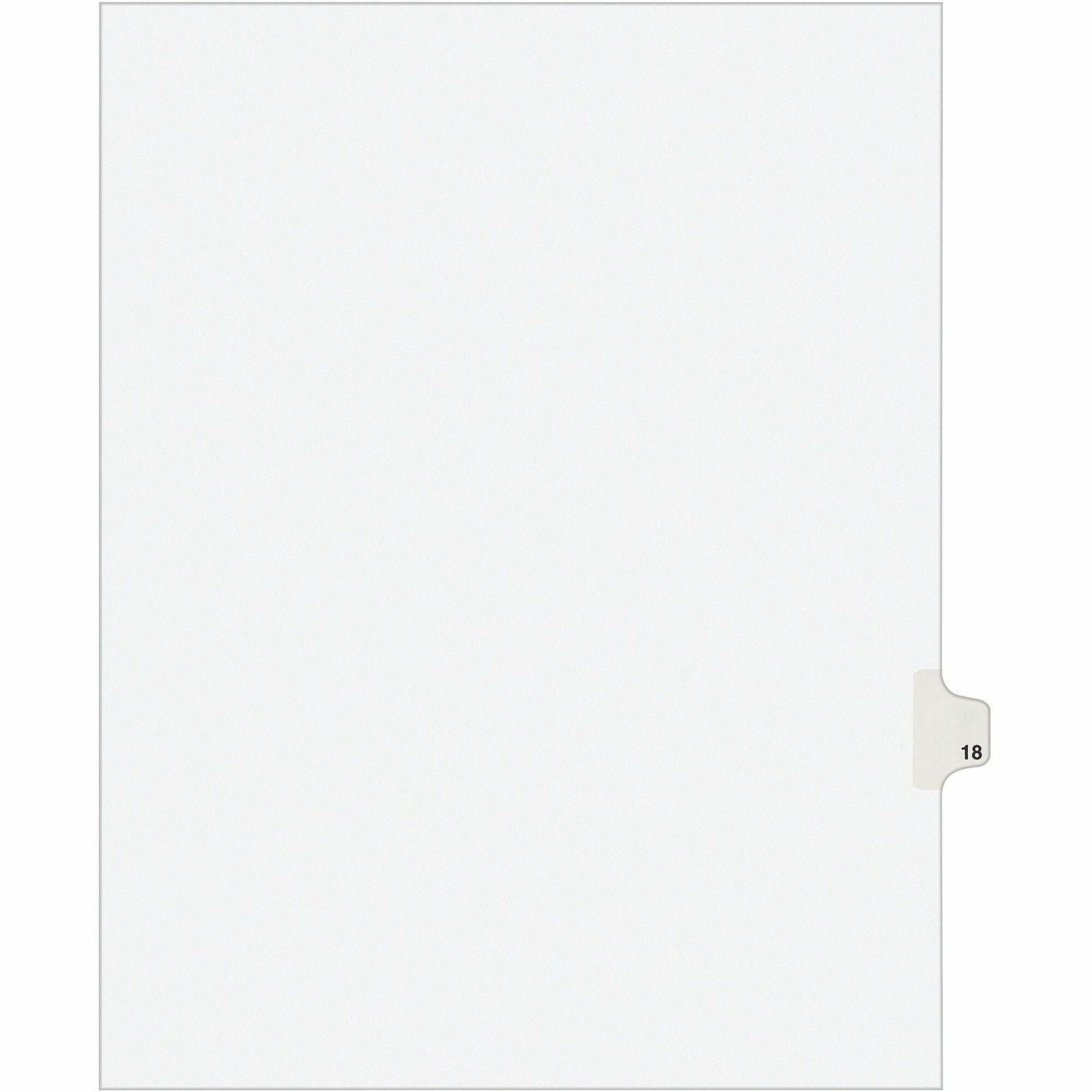 Preprinted Legal Exhibit Side Tab Index Dividers, Avery Style, 10-Tab, 18, 11 x 8.5, White, 25/Pack, (1018)
