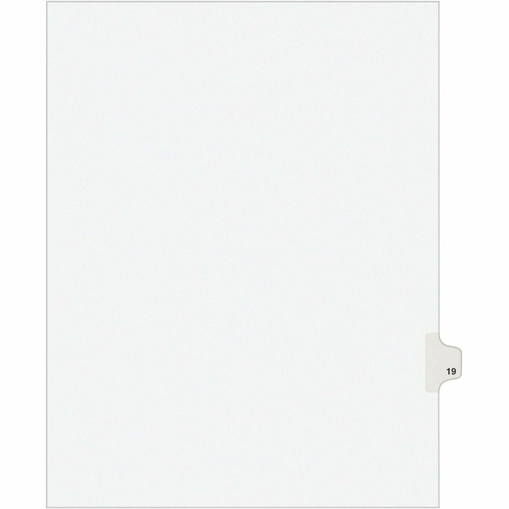 Preprinted Legal Exhibit Side Tab Index Dividers, Avery Style, 10-Tab, 19, 11 x 8.5, White, 25/Pack, (1019)