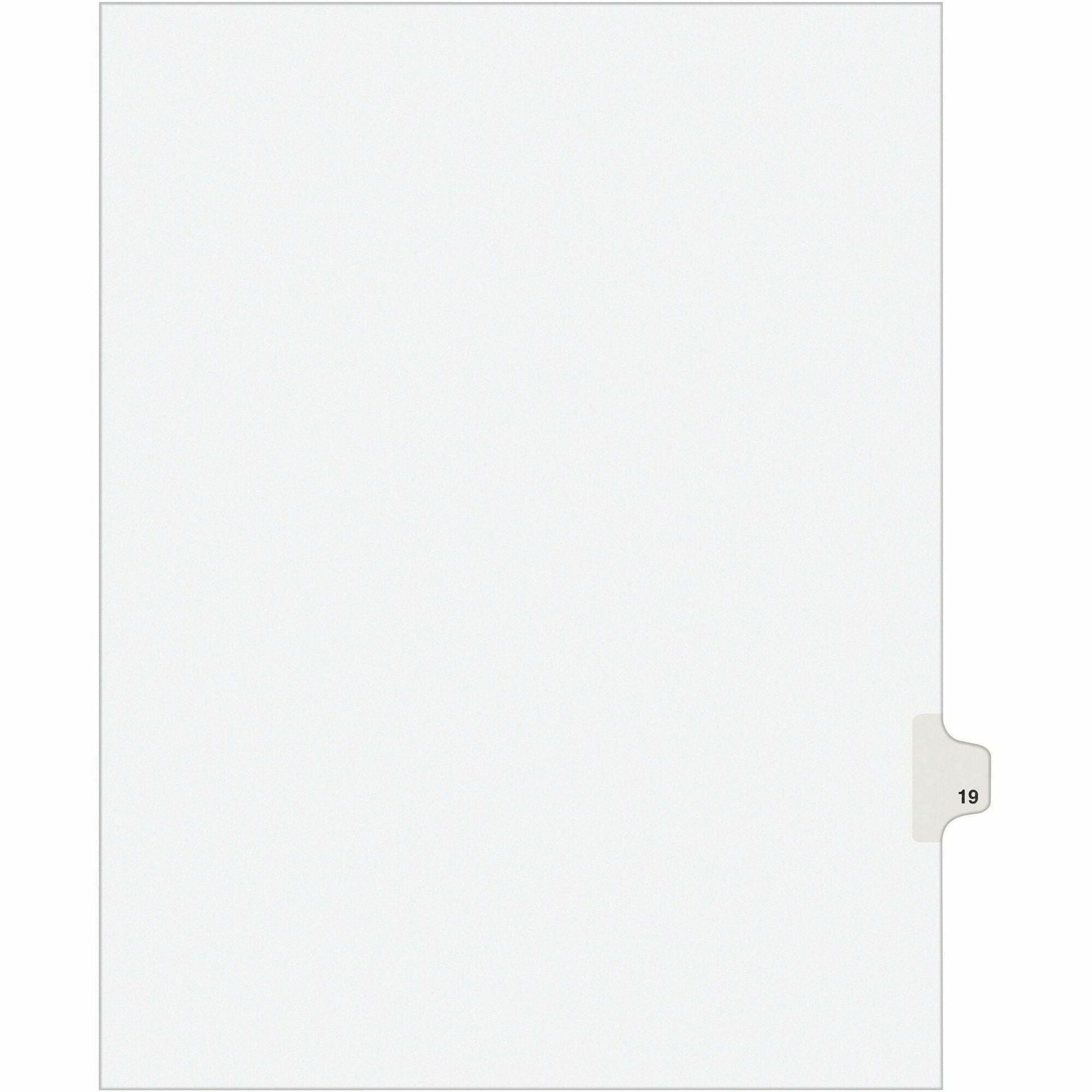 Preprinted Legal Exhibit Side Tab Index Dividers, Avery Style, 10-Tab, 19, 11 x 8.5, White, 25/Pack, (1019)