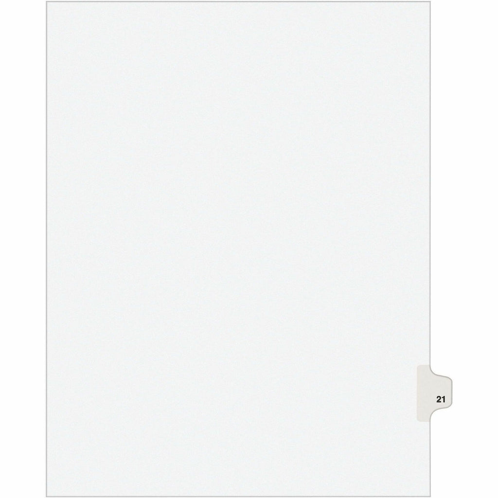 Preprinted Legal Exhibit Side Tab Index Dividers, Avery Style, 10-Tab, 21, 11 x 8.5, White, 25/Pack, (1021)