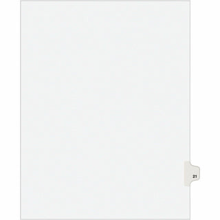 Preprinted Legal Exhibit Side Tab Index Dividers, Avery Style, 10-Tab, 21, 11 x 8.5, White, 25/Pack, (1021)
